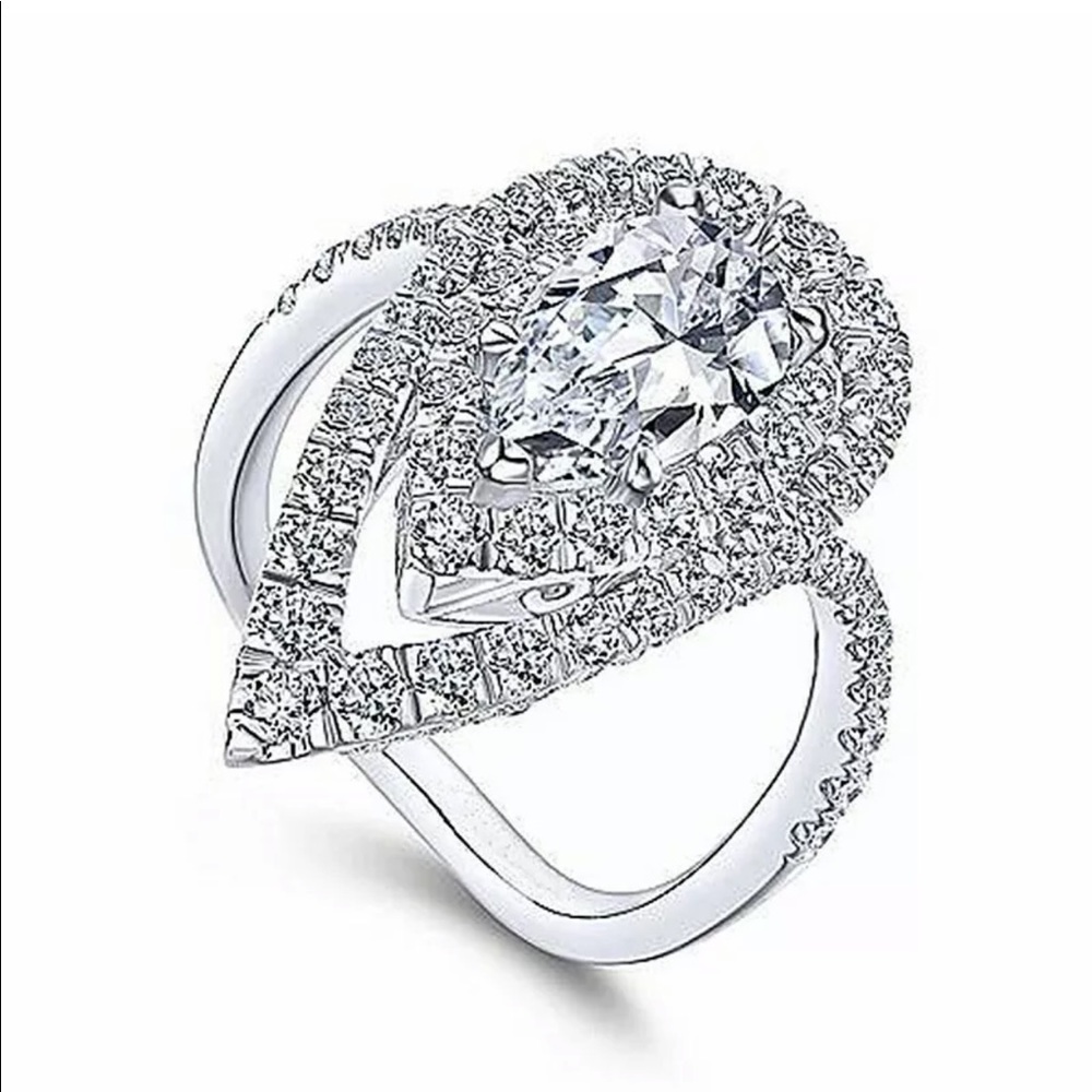 New 18k white gold diamonds jewelry ring - Picture 2 of 5